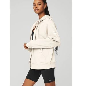 ALO EVERYDAY FULL ZIP HOODIE Ivory / Small